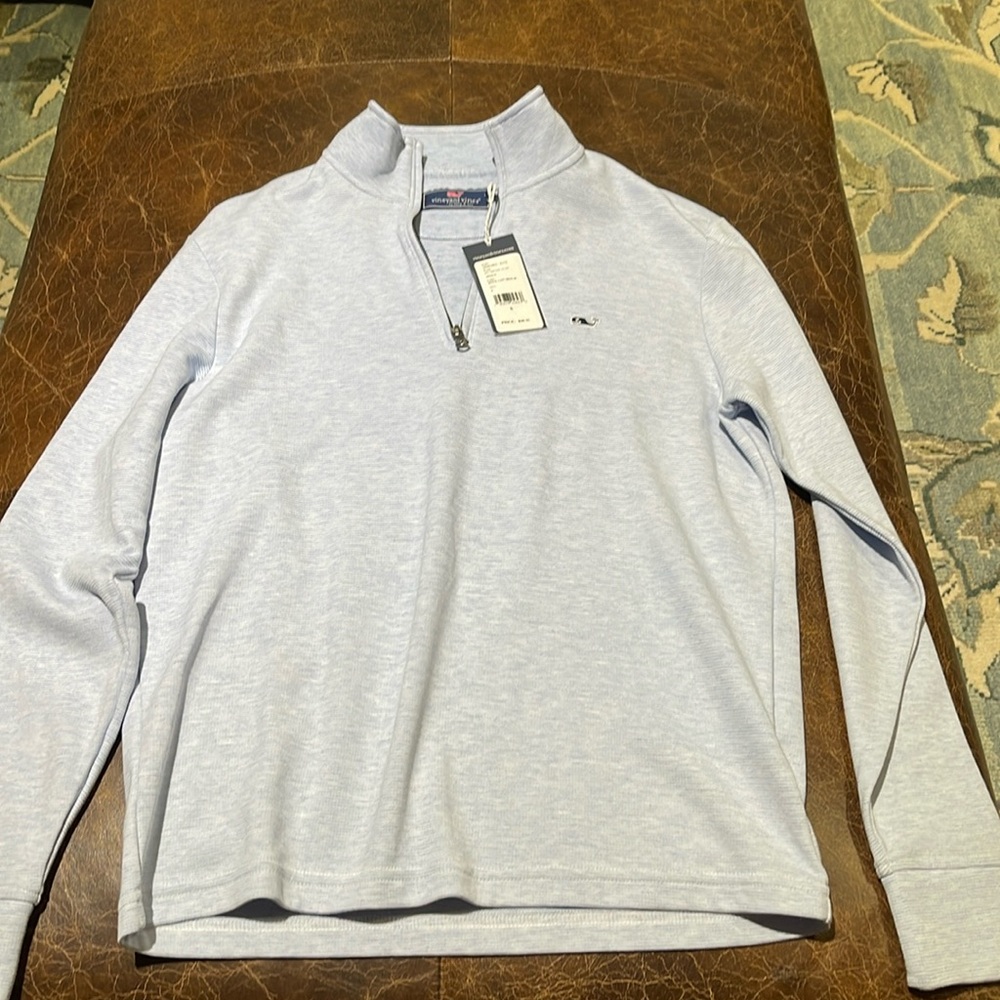 NWT Vineyard Vines Blue/White Saltwater Quarter zip Size S
